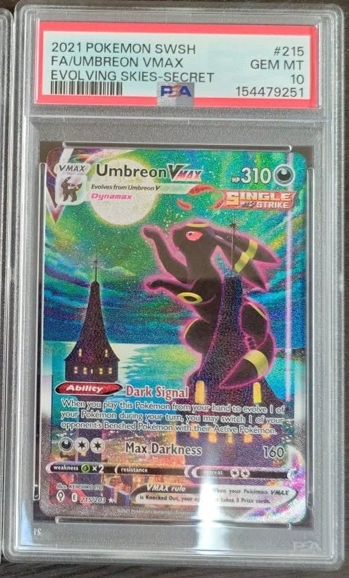 Umbreon VMAX (Secret Rare) PSA 10 - Evolving Skies, Ophalen of Verzenden, Nieuw, Losse kaart, Foil