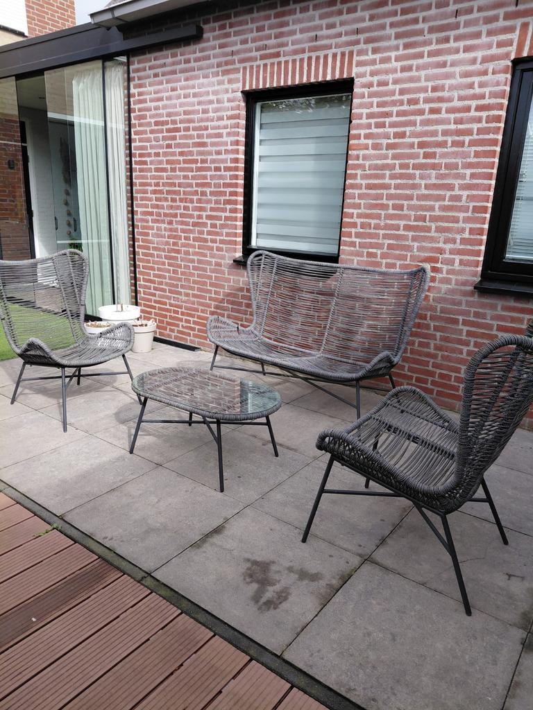 Tuinset loungeset grijs, Ophalen, Gebruikt, Loungeset, Bank