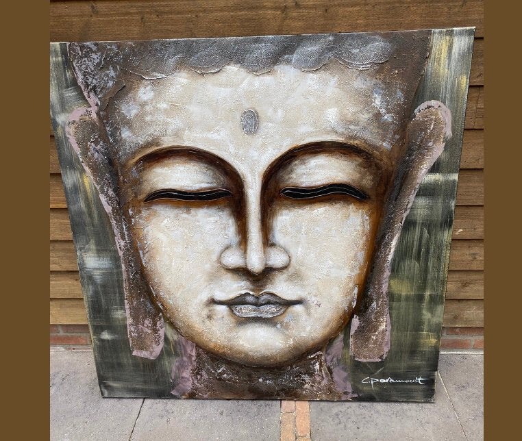 Boedha schilderij, Huis en Inrichting, Woonaccessoires | Schilderijen, Tekeningen en Foto's, Ophalen, Zo goed als nieuw, 100 tot 125 cm