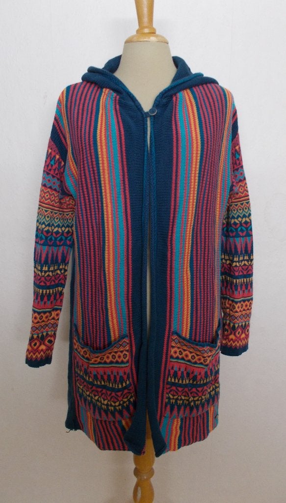 Leuk halflang print vest met capuchon van Kooi! L/XL, Kleding | Dames, Verzenden, Gedragen, Maat 42/44 (L), Meerkleurig