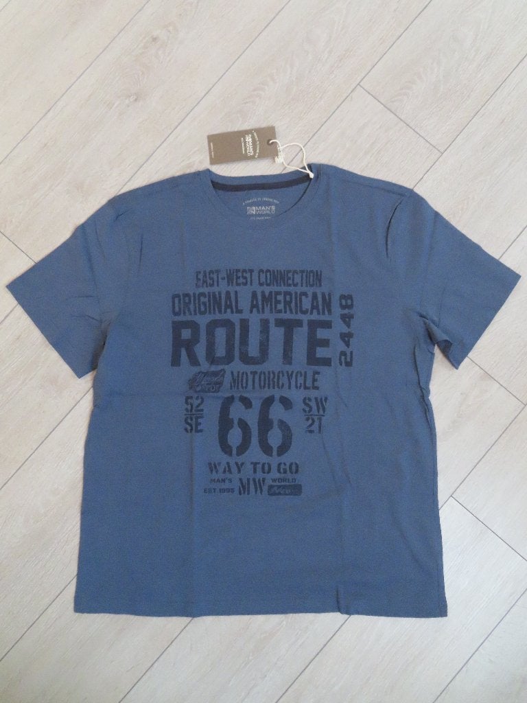 T-SHIRT, BLAUW met tekst opdruk (MAN'S WORLD) mt XL (NIEUW), Blauw, Ophalen of Verzenden, Man's World, Maat 56/58 (XL)