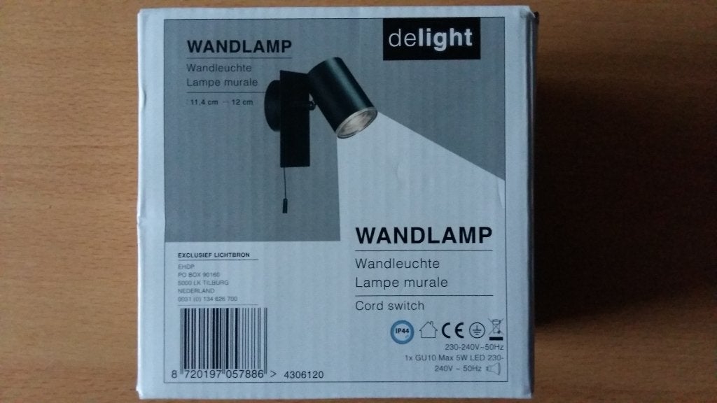 nieuw zwart wandlampje met trekschakelaar GU10, Ophalen, Nieuw, Overige materialen, GU10