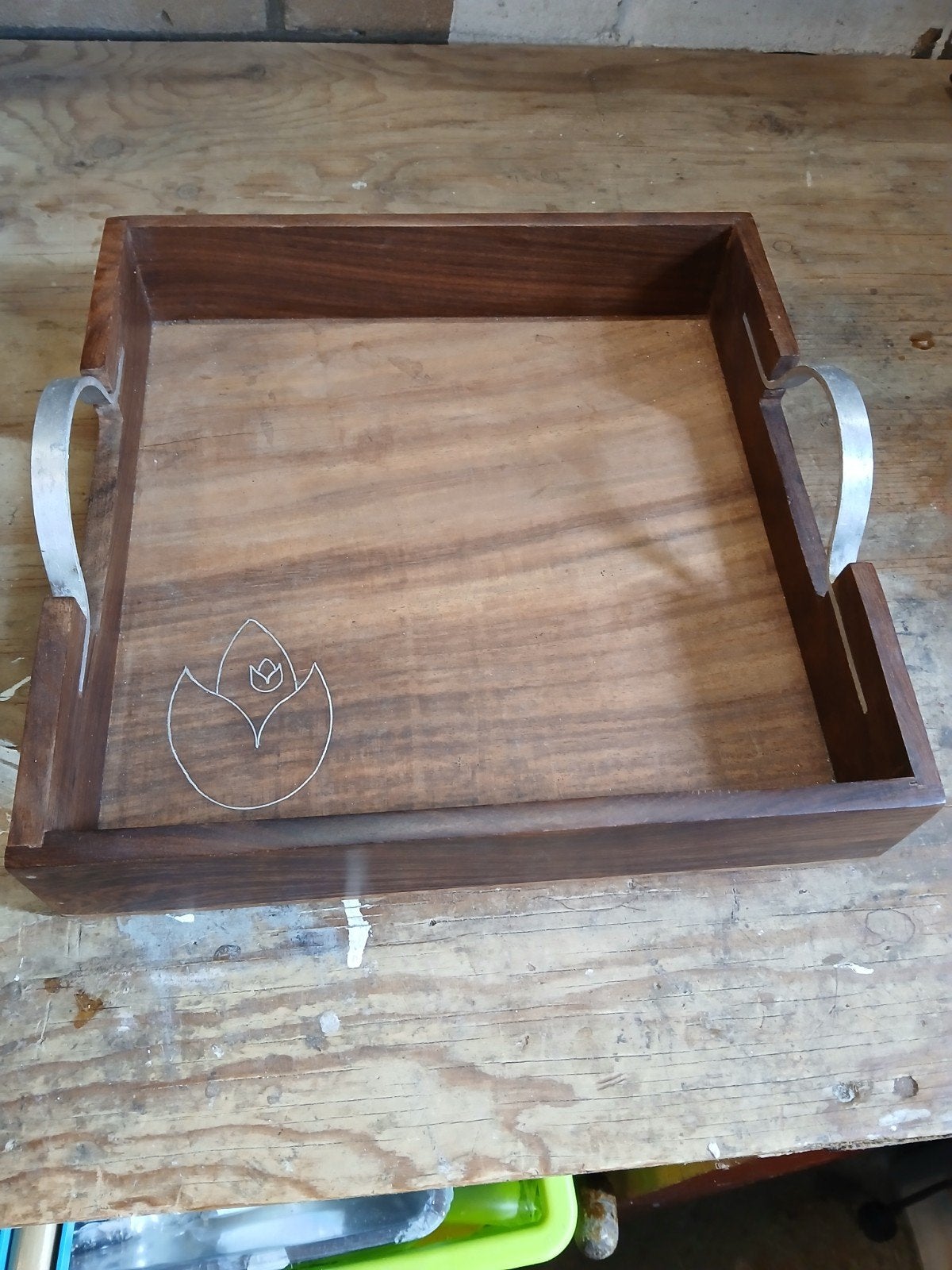 Fair Trade Houten Dienblad met Aluminium Handvatten, Ophalen of Verzenden