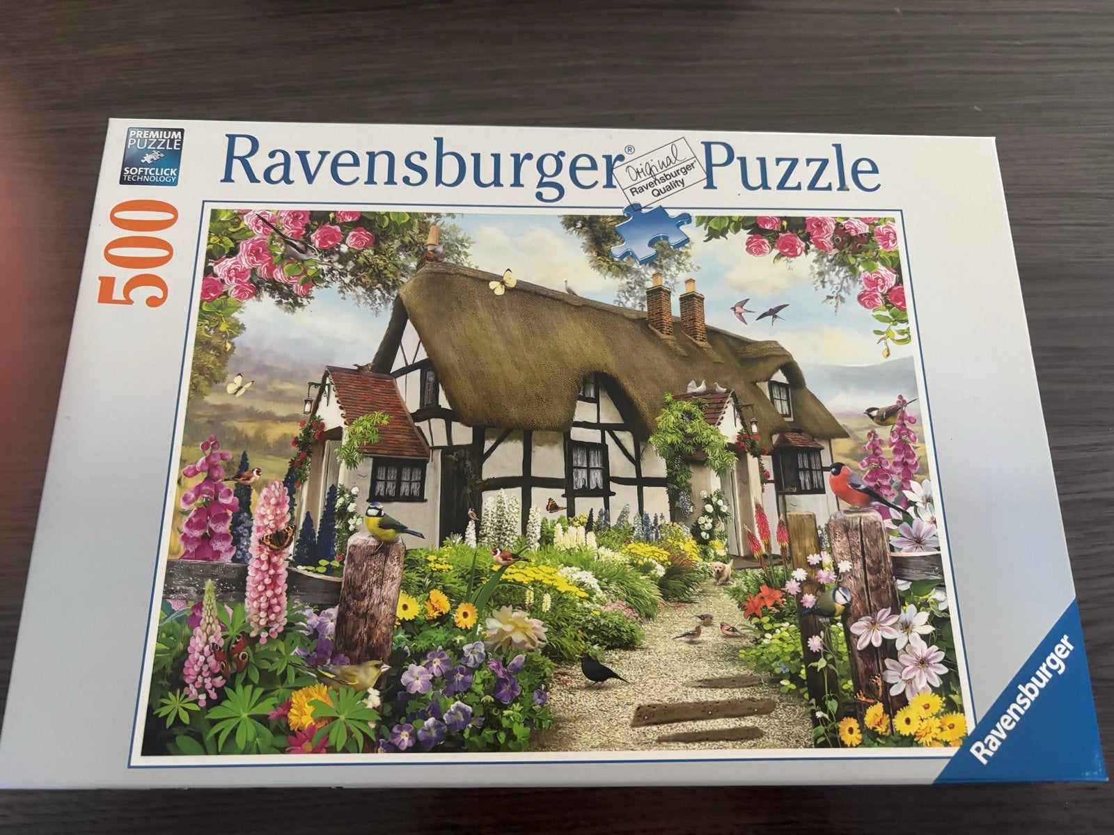 Ravensburger Legpuzzel 500 stukjes - Cottage in bloementuin, Ophalen of Verzenden, 500 t/m 1500 stukjes, Gebruikt, Legpuzzel