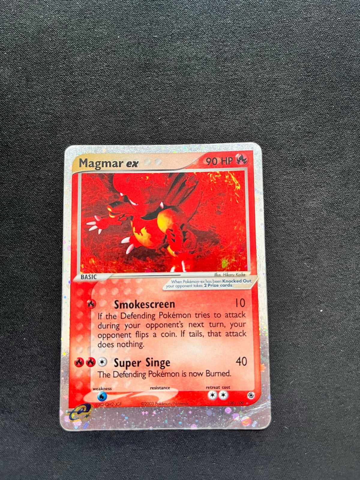 Magmar ex 100/109 Ruby & Sapphire Pokémon Kaart, Ophalen of Verzenden, Gebruikt, Losse kaart, Foil