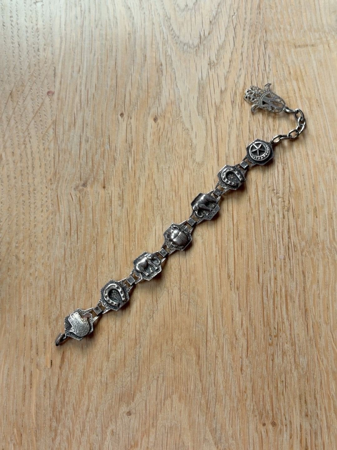 Vintage Fatima hand geluksarmband 21 cm, Ophalen of Verzenden, Zilver