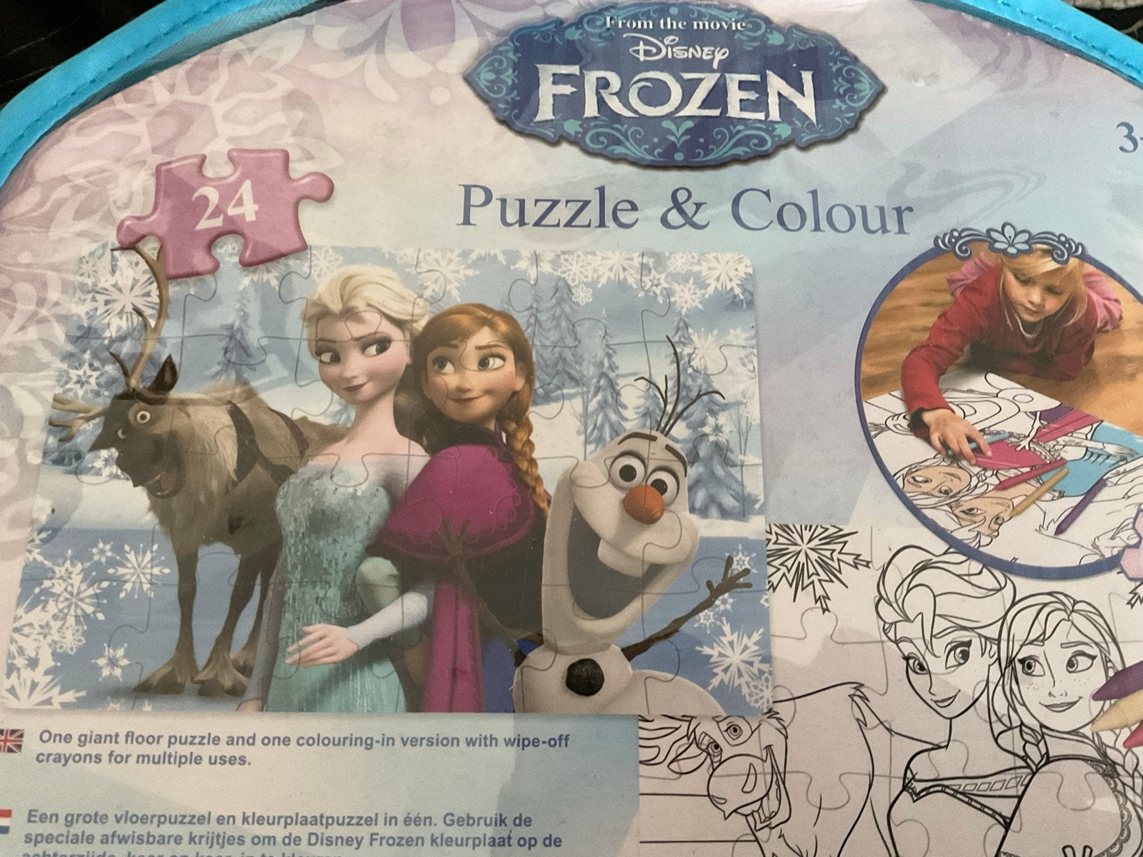 Disney Frozen Vloerpuzzel & Kleurplaat - 24 stukjes, Ophalen of Verzenden, 10 tot 50 stukjes, Zo goed als nieuw, 2 tot 4 jaar