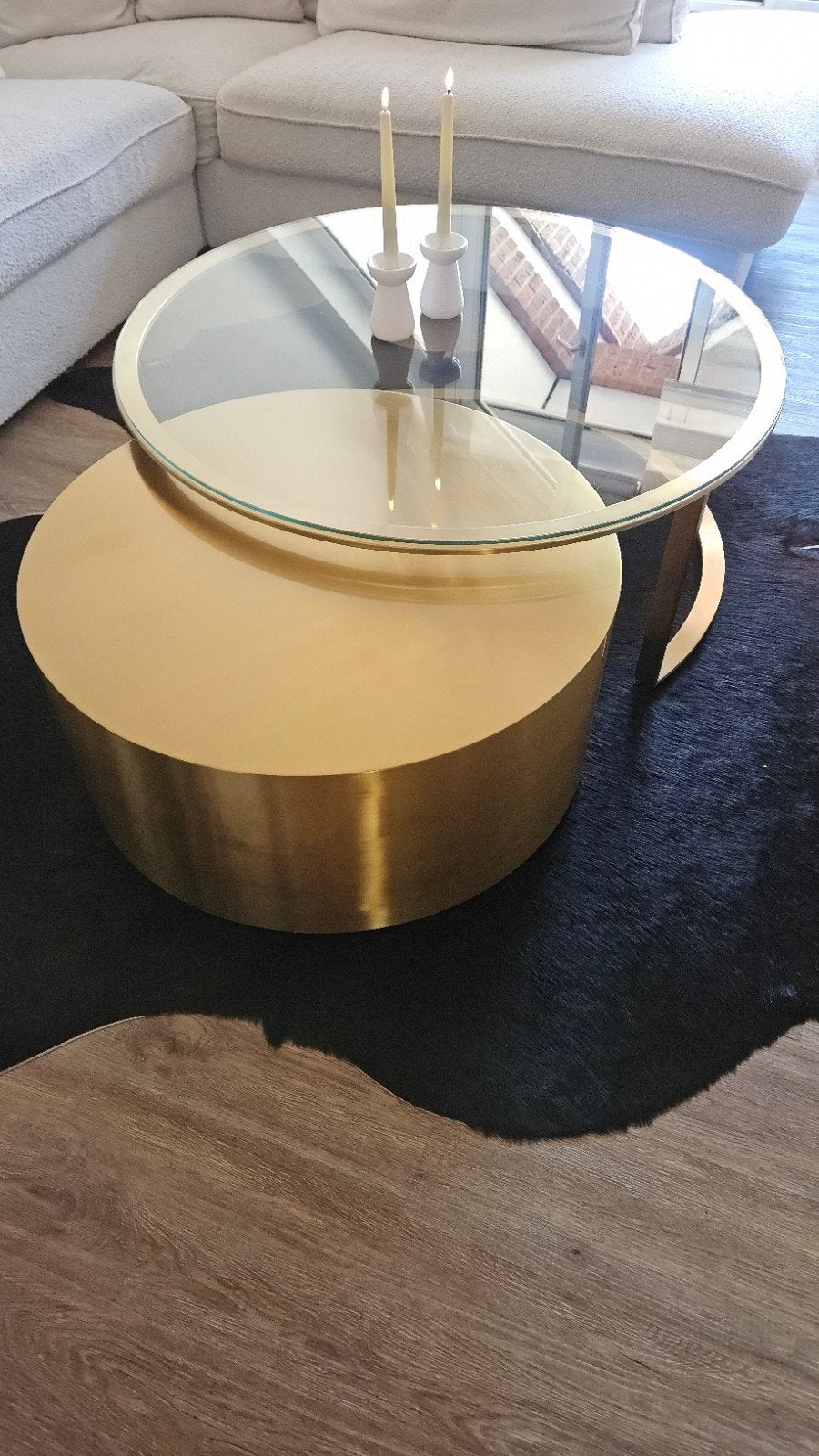 Richmond Interiors Orlan Salontafel Set 105x80cm Goud, Huis en Inrichting, Tafels | Salontafels, Ophalen, 100 tot 150 cm, Rond