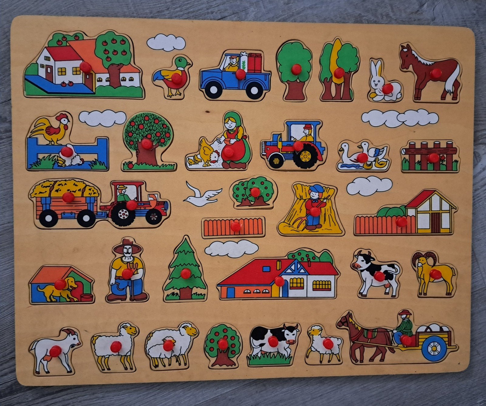 houten noppen puzzel, Ophalen of Verzenden, Zo goed als nieuw, Van hout, Minder dan 10 stukjes