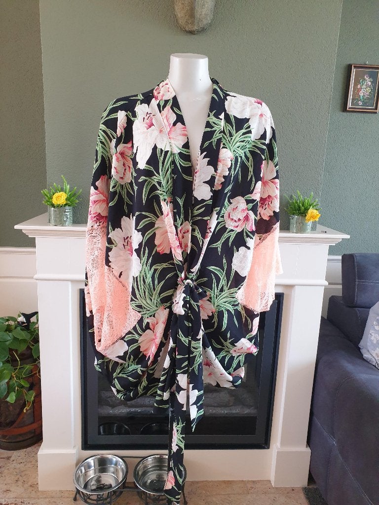 Guess prachtig kimono blouse vest S 36 bloemen, Guess, Zo goed als nieuw, Maat 36 (S), Meerkleurig