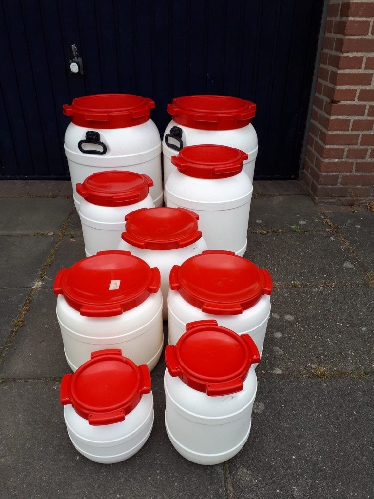 9 Stuks Wijdemondse Vaten Curtec/Curver + deksel Div. Inhoud, Ophalen, Overige soorten