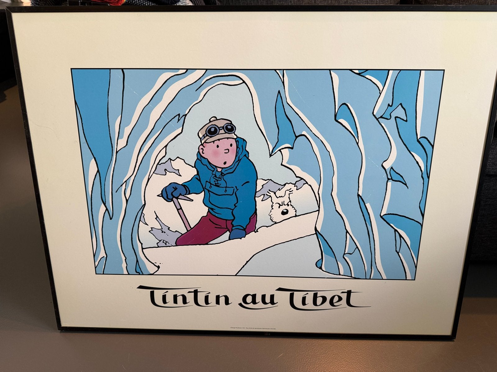 Kuifje in Tibet ingelijste poster - 81x61 cm, Ophalen, Poster, Print/reproductie, Ingelijst