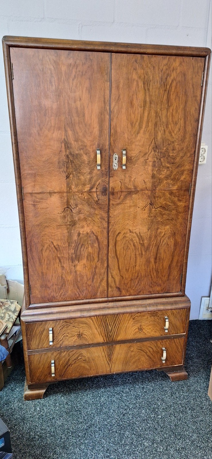 Art Deco Tallboy / Herenkledingkast, Antiek en Kunst, Ophalen