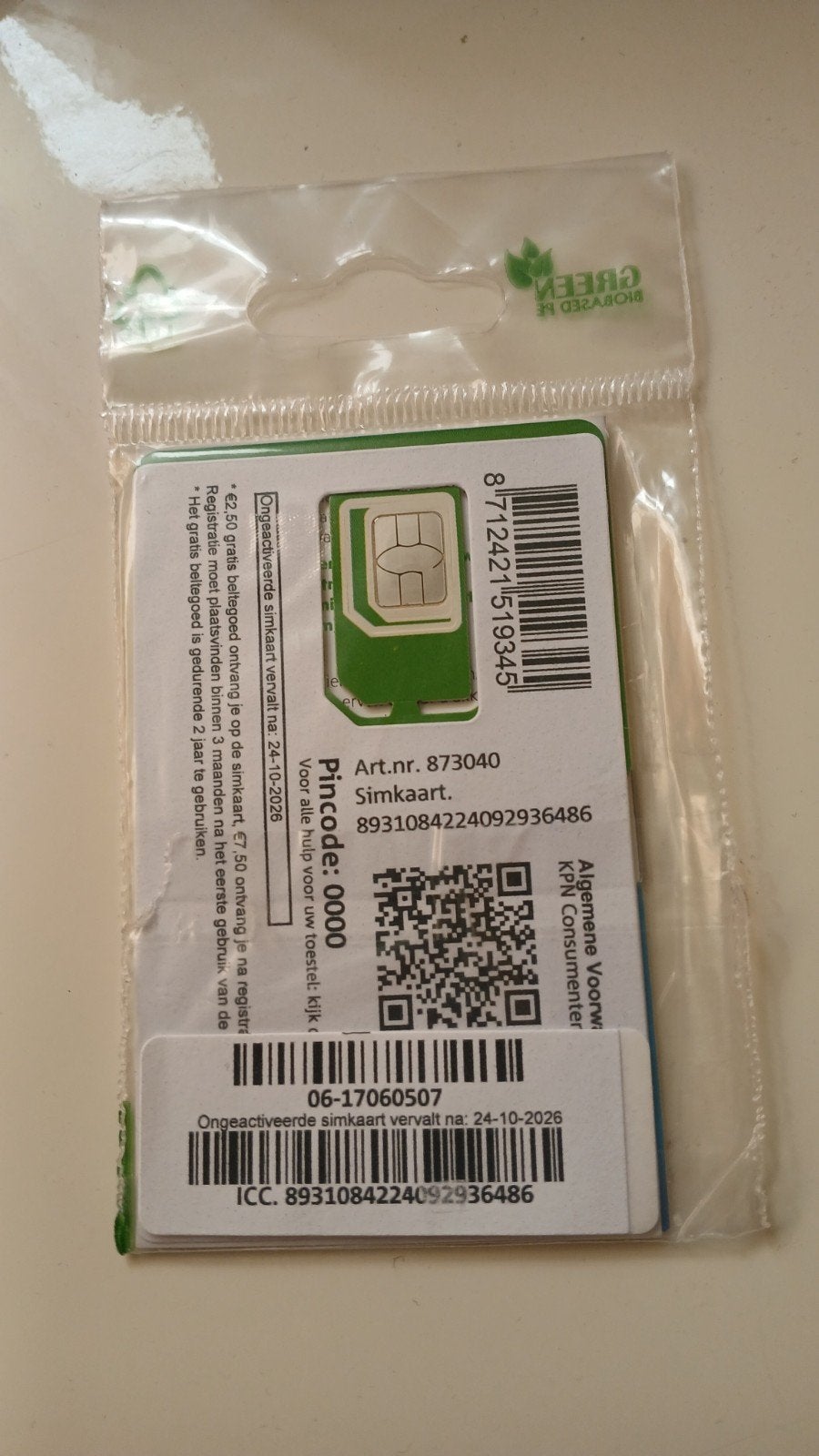 Kpn Ongeactiveerde Simkaart met Beltegoed - 0617060507, Telecommunicatie, Mobiele telefoons | Toebehoren en Onderdelen, Nieuw