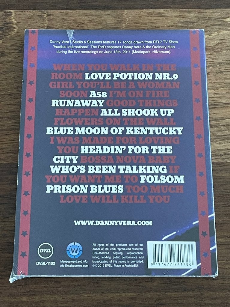 Dvd Danny Vera Studio6 Sessions Live 17 Songs ZELDZAAM NIEUW, Alle leeftijden, Digipak, Ophalen of Verzenden, Concert