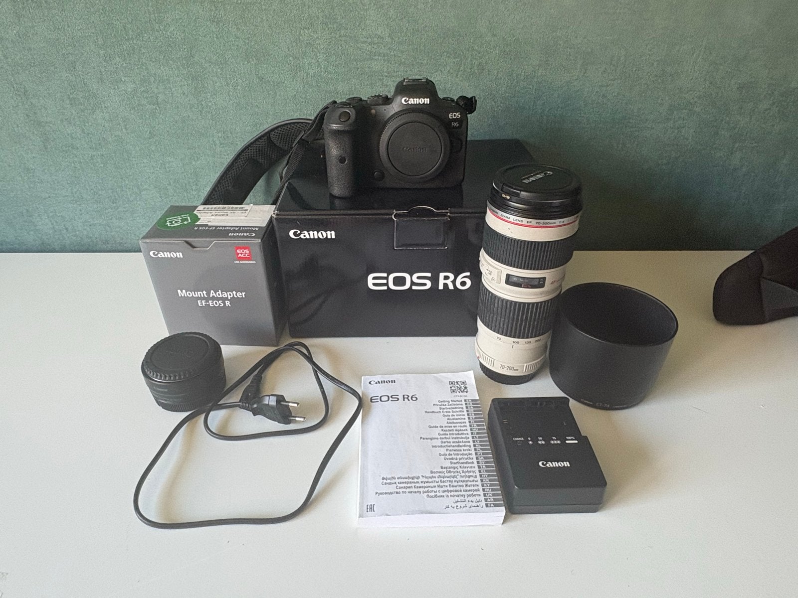 Canon EOS R6 + EF 70-200mm lens en accessoires, Gebruikt, Canon, Oplader, Ophalen of Verzenden