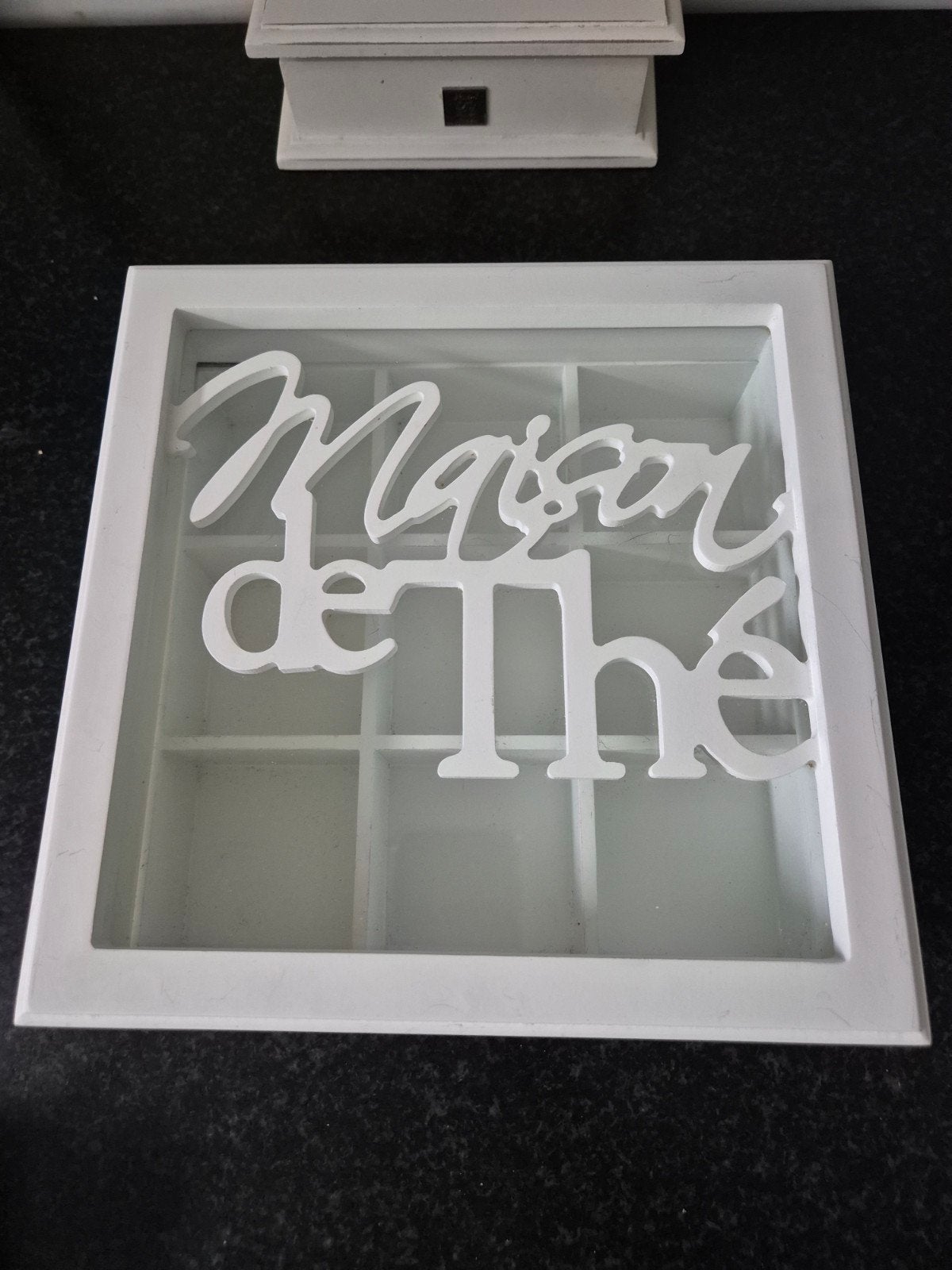 rivièra maison,Maison de Thé theedoos met 9 vakken, Ophalen of Verzenden, Gebruikt, Wit, Hout