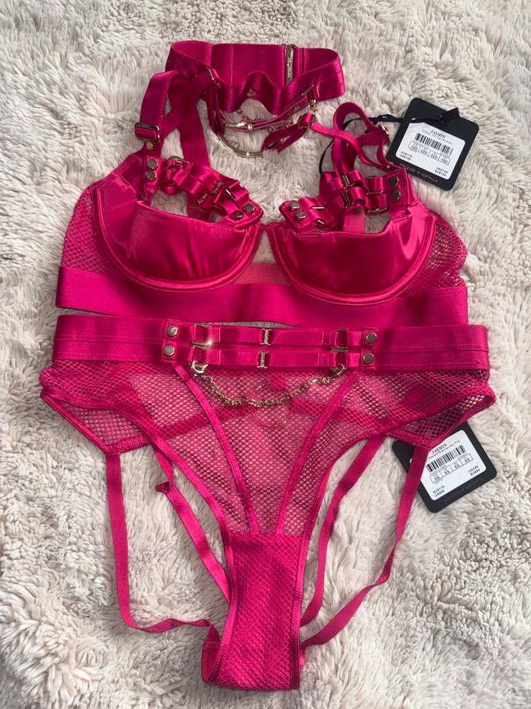 Honey Birdette Jasmin set 70D XS - Nieuw met kaartjes, Ophalen of Verzenden, Roze, Setje