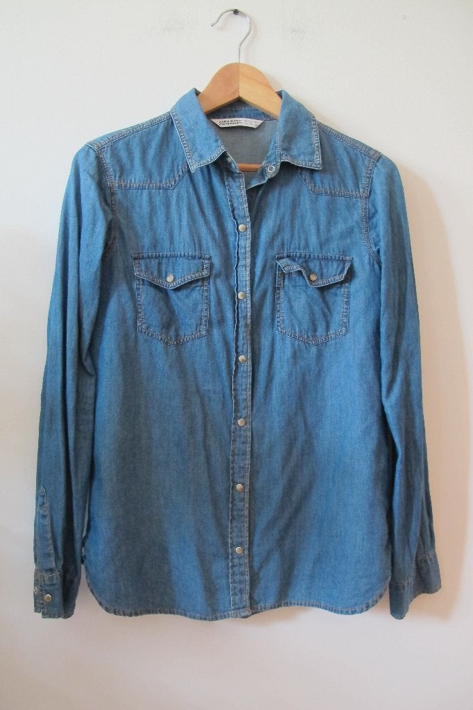 Denim shirt (ZARA), Blauw, Nieuw, Ophalen of Verzenden, Maat 34 (XS) of kleiner