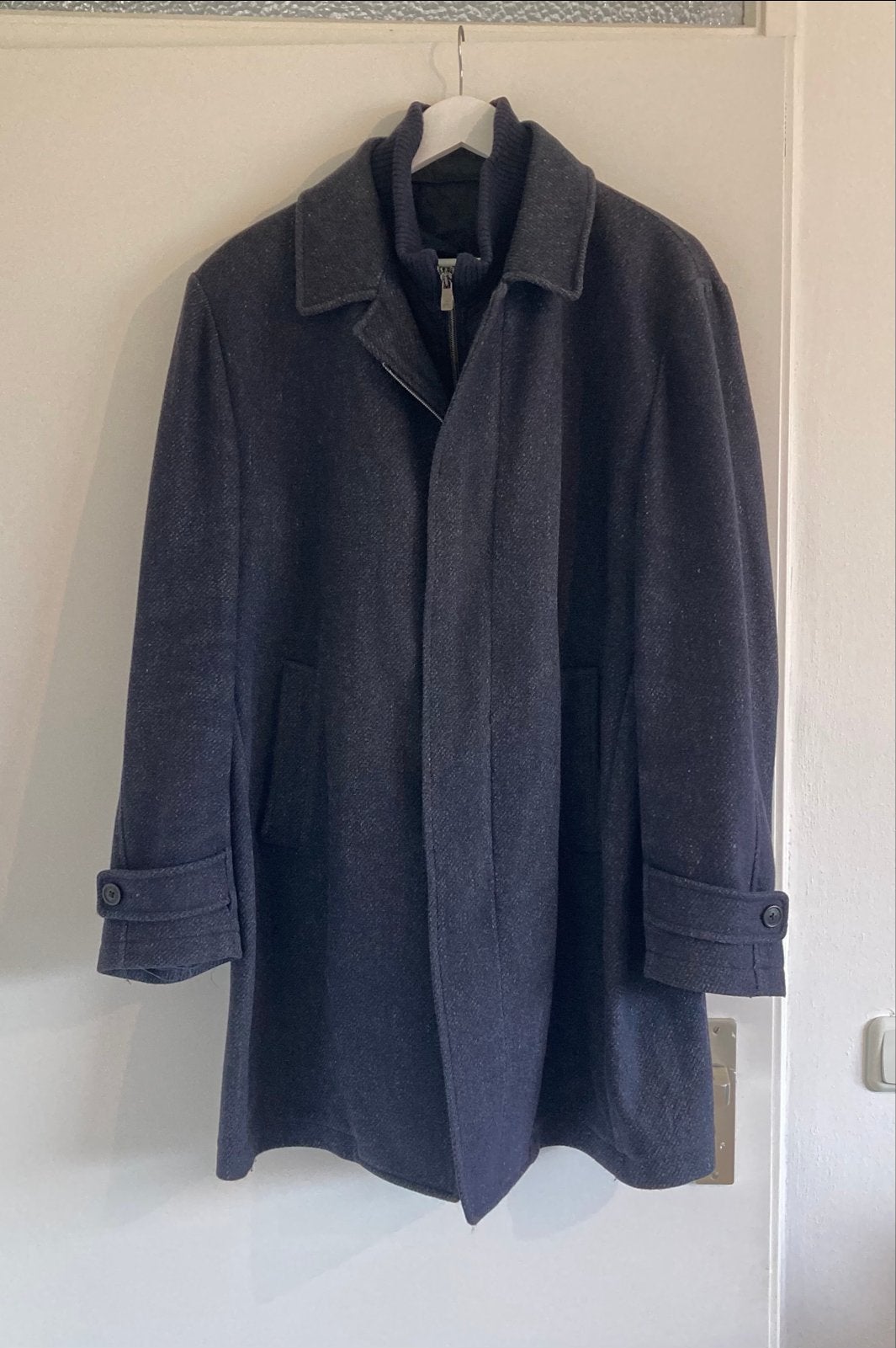 Corneliani lange jas voor heren - Maat 52, Kleding | Heren, Ophalen, Zo goed als nieuw, Maat 52/54 (L), Blauw