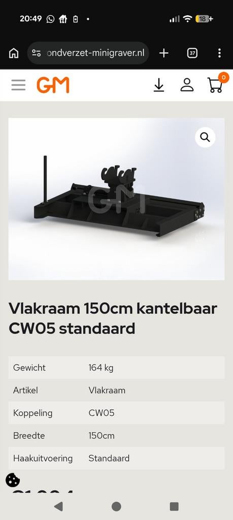 Kantelbaar vlakraam cw05 150 cm drukrol, Zakelijke goederen, Ophalen