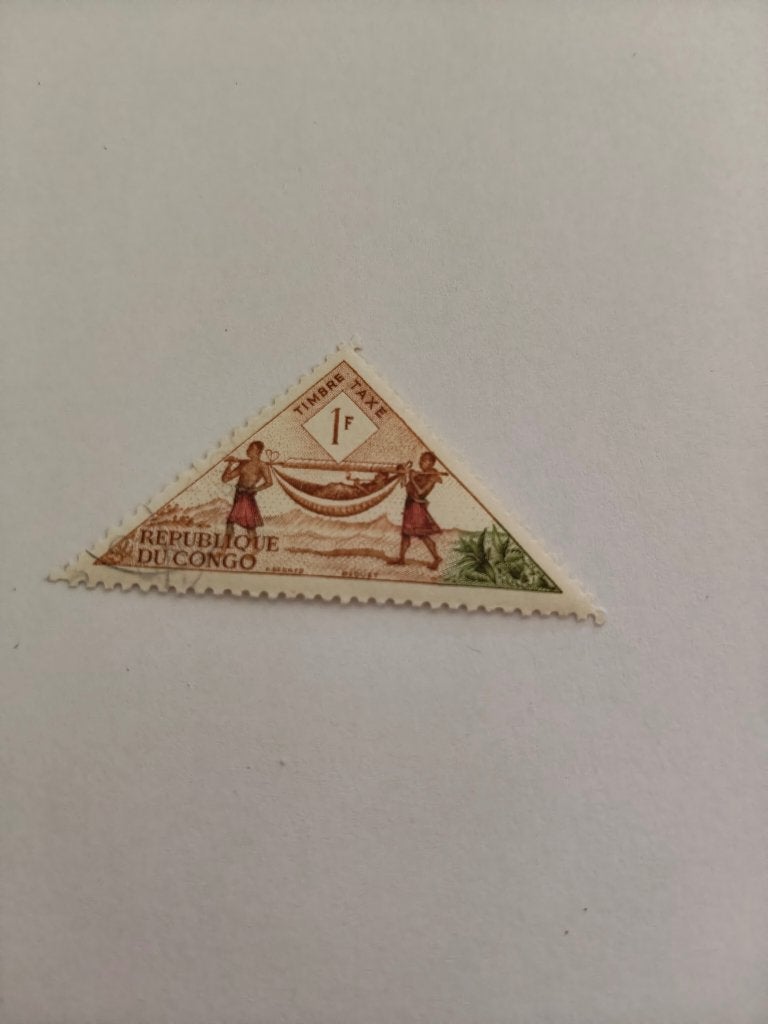 8487 congo driehoekszegels strafport dragers 1961, Postzegels en Munten, Verzenden, Overige landen