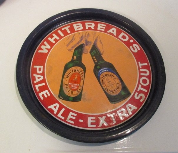antiek vintage emaille dienblad bier Whitebread Extra Stout, Ophalen of Verzenden, Gebruikt, Reclamebord, Plaat of Schild, Overige merken