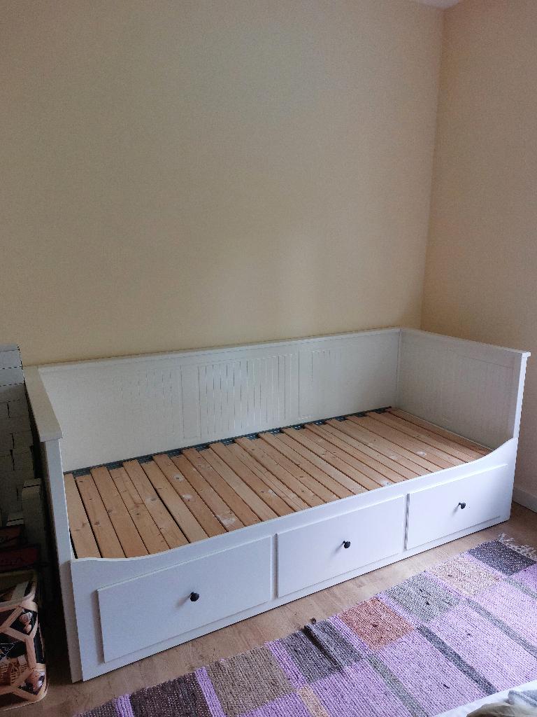 Bed, bedbank, Hemse, wit, Ikea, Ophalen, Gebruikt, Eenpersoons, Wit