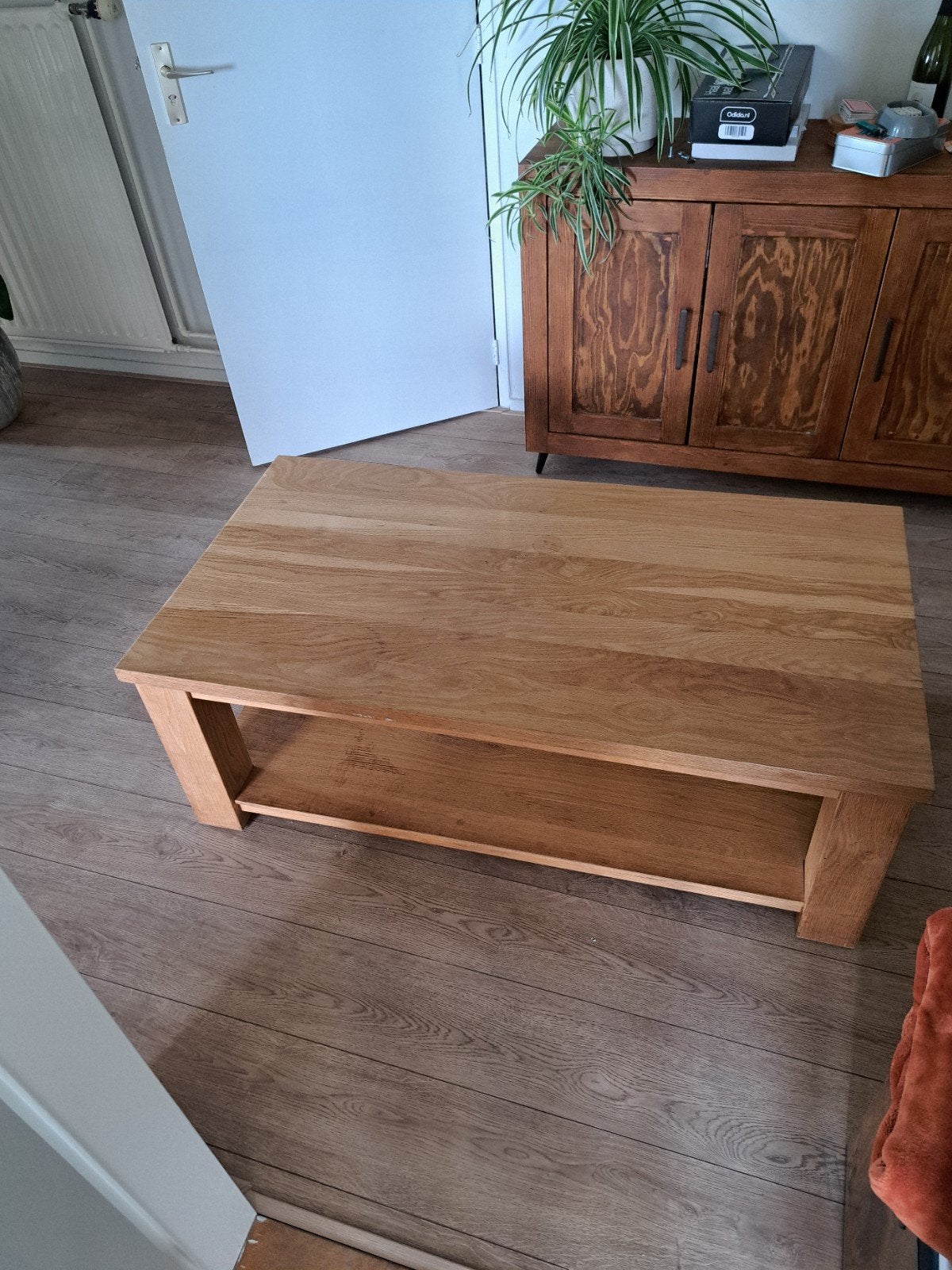 Eikenhouten salontafel, Ophalen, Gebruikt, 100 tot 150 cm, Eikenhout