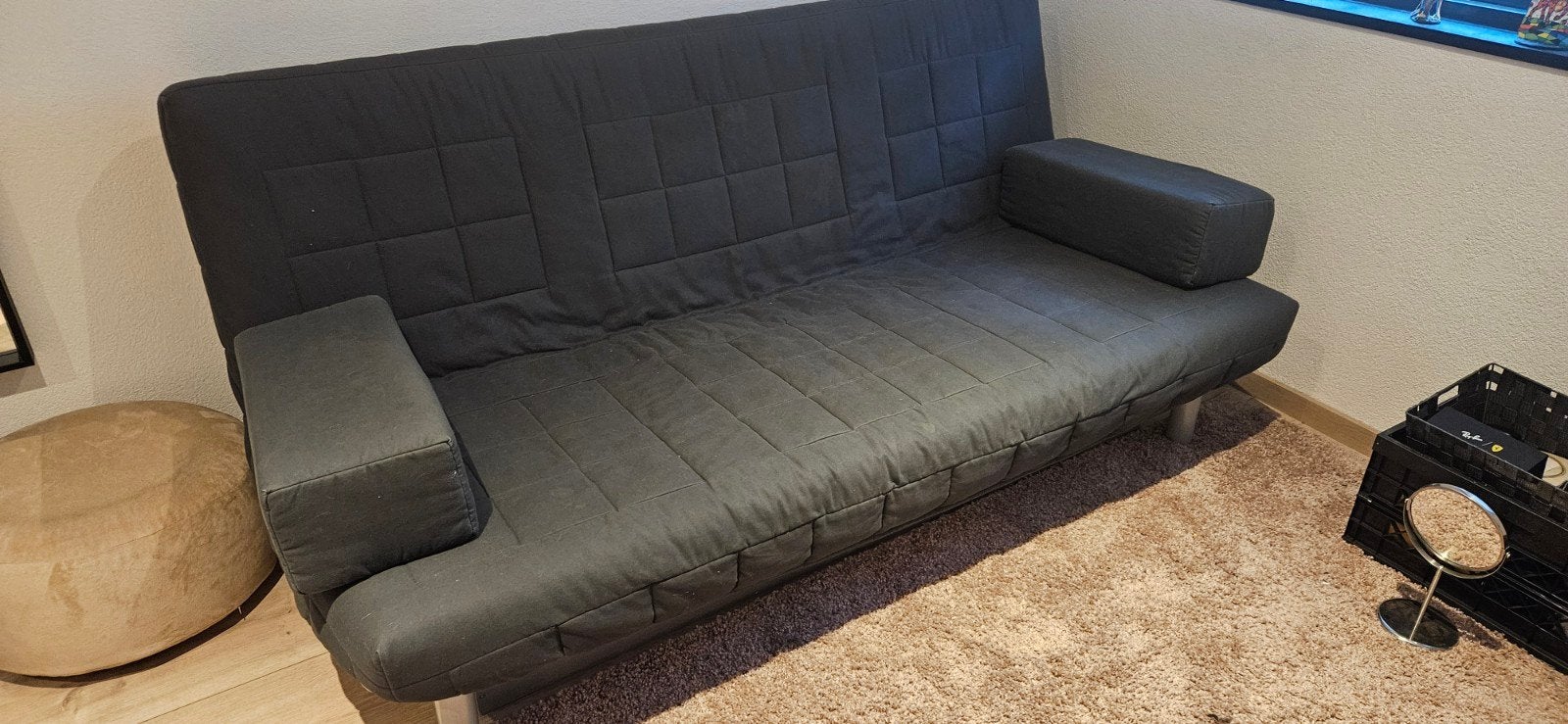 Zwarte slaapbank - Comfortabel en praktisch, Gebruikt, Zwart, Tweepersoons, Ophalen of Verzenden