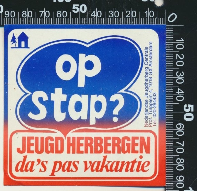 Sticker: NJHC - Jeugdherbergen - Das pas vakantie (4), Verzenden, Zo goed als nieuw, Bedrijf of Vereniging