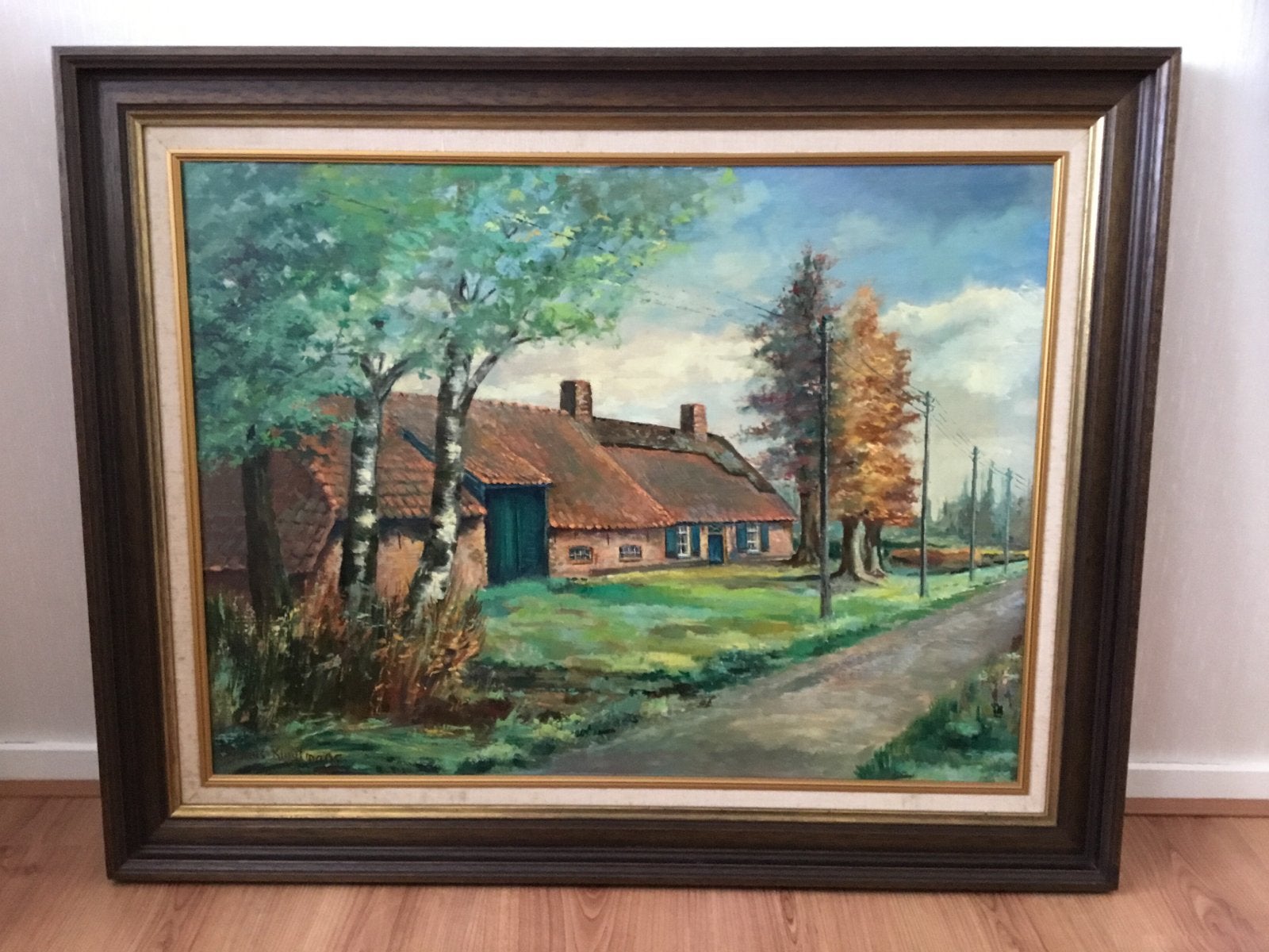 Olieverfschilderij Janus Kluitman - Boerderij Hilvarenbeek, Doek, Realistisch, Ophalen of Verzenden, Gesigneerd