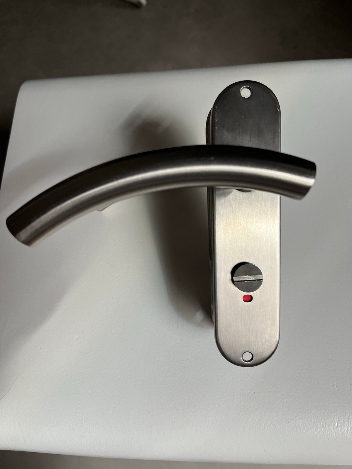 RVS deurbeslag voor douche/toilet, Ophalen of Verzenden, Zo goed als nieuw, Rvs, Klink of Kruk