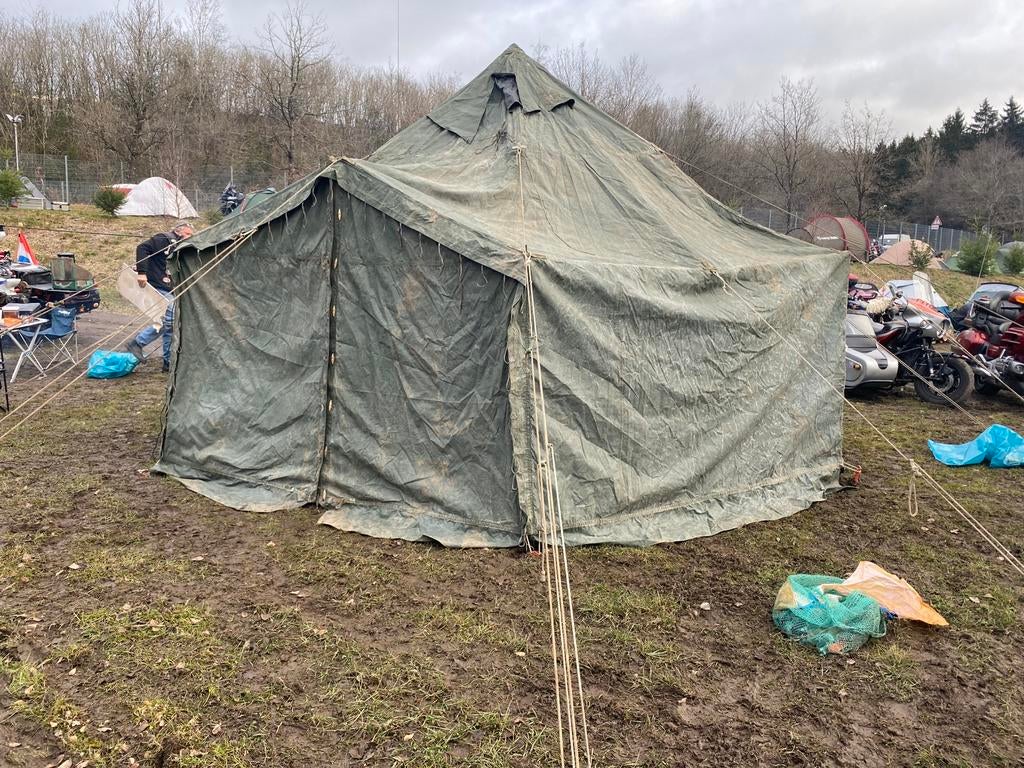 Legertent 6x, Caravans en Kamperen, Tenten, Ophalen, Zo goed als nieuw