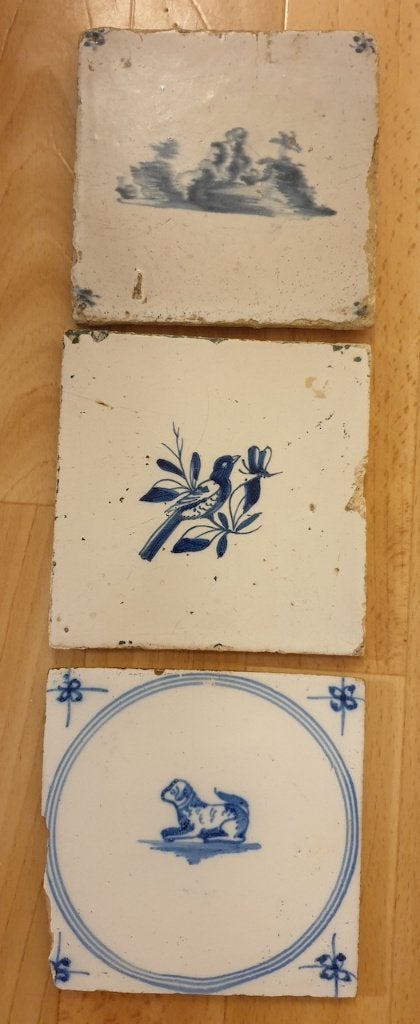 3 stuks antieke tegels met mooie voorstelling., Antiek en Kunst, Ophalen of Verzenden