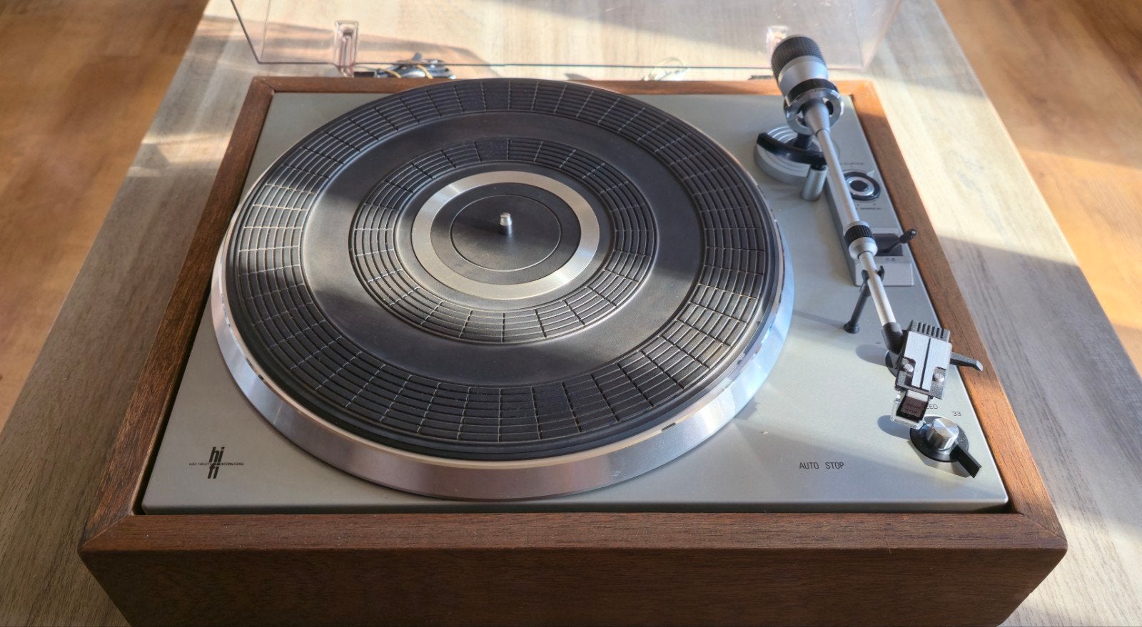 vintage Hi-Fi International platenspeler stofkap  auto-stop, Overige merken, Pitch-regelaar, Refurbished, Ophalen of Verzenden