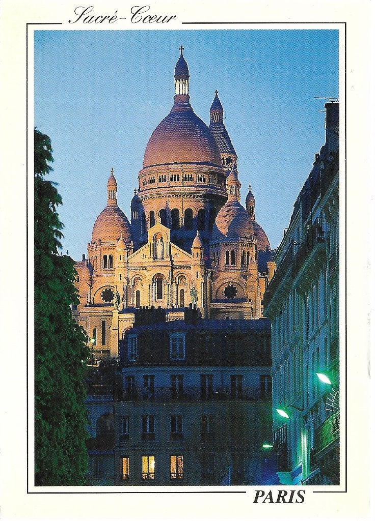 Ansichtkaart  	Parijs (Frankrijk)	Sacré-Cœur	bij nacht, Verzenden, 1980 tot heden, Gelopen, Frankrijk
