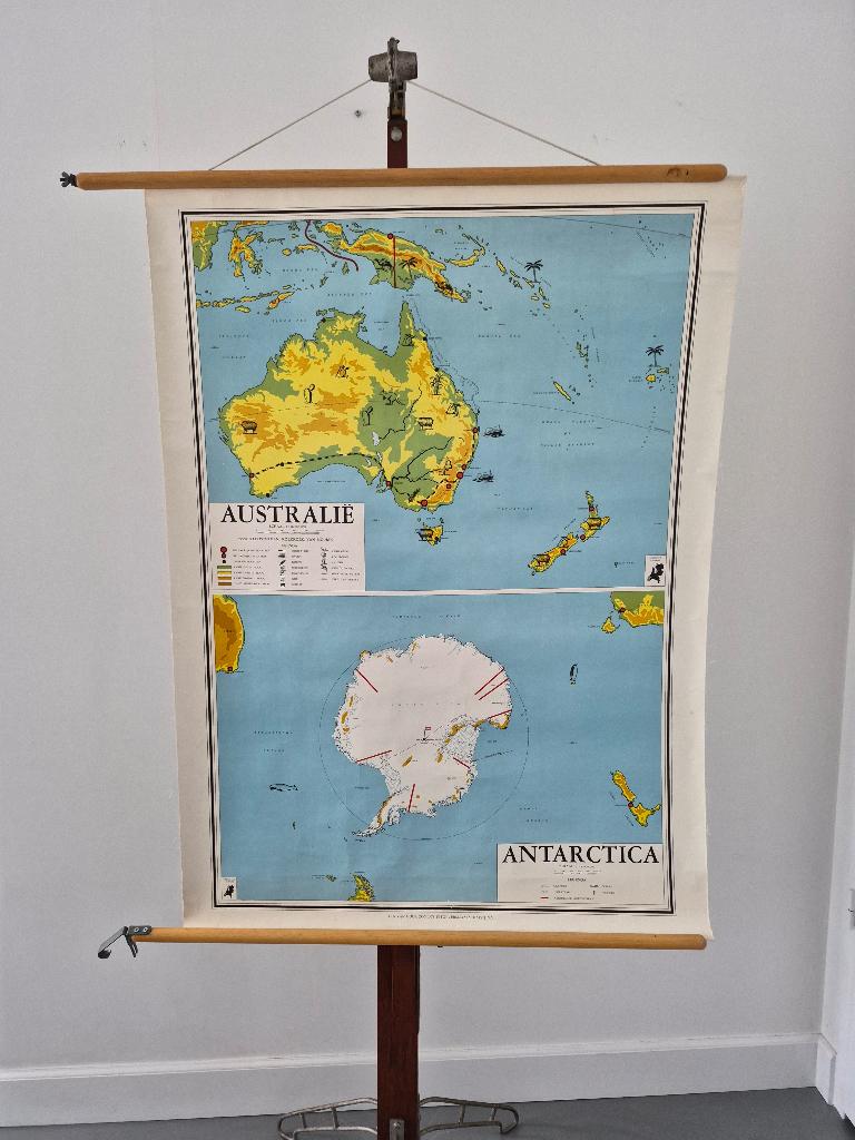 Mooie schoolkaart van Australië., Antiek en Kunst, Ophalen of Verzenden, Aardrijkskunde