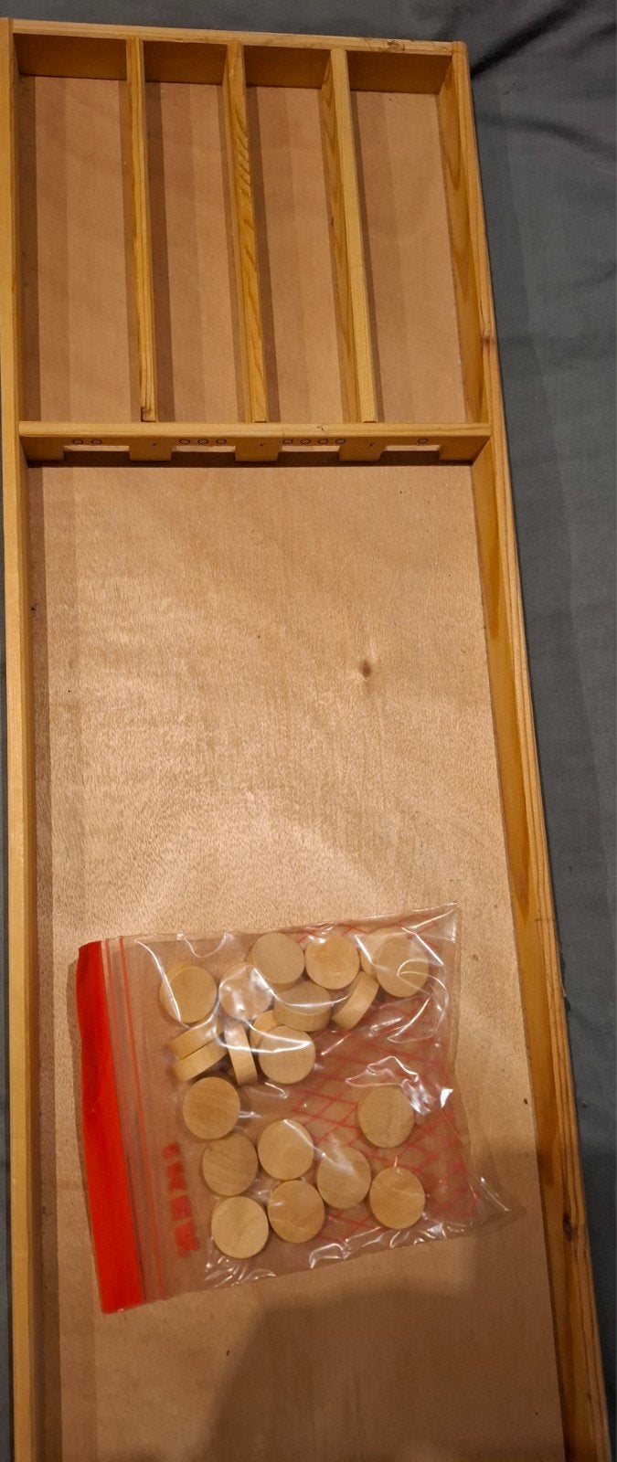 Sjoelbak 1.20m lang - Compleet met sjoelschijven, Hobby en Vrije tijd, Een of twee spelers, Ophalen, Gebruikt, Onbekend