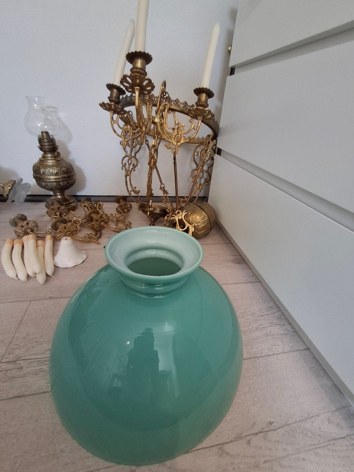 Antieke olielamp met 9 kaarsenhouder, Antiek en Kunst, Antiek | Lampen, Ophalen
