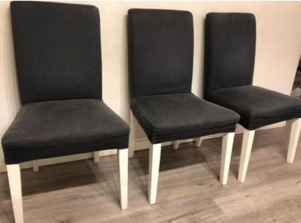 Eetkamerstoelen 2 stuks- Ikea Bergmund wit/Gunnared, Ophalen, Hout, Gebruikt, Drie