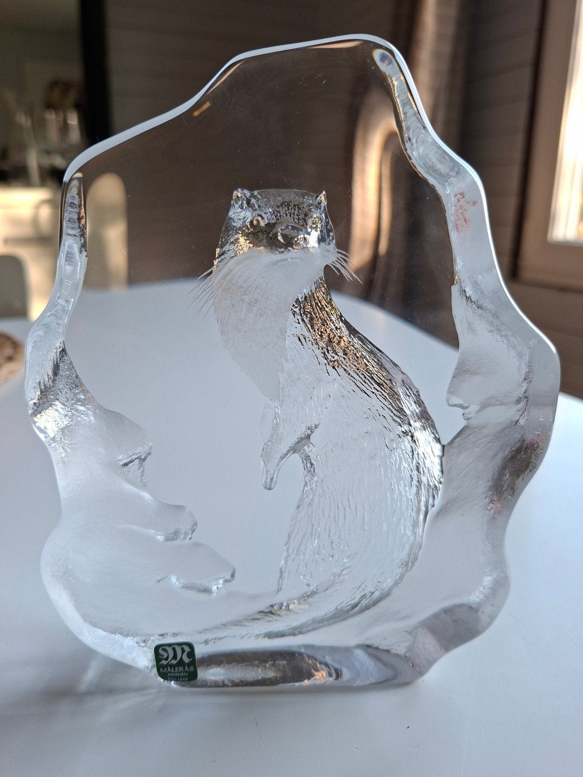 Målerås kristallen otter beeldje 13x16 cm, Antiek en Kunst, Ophalen of Verzenden