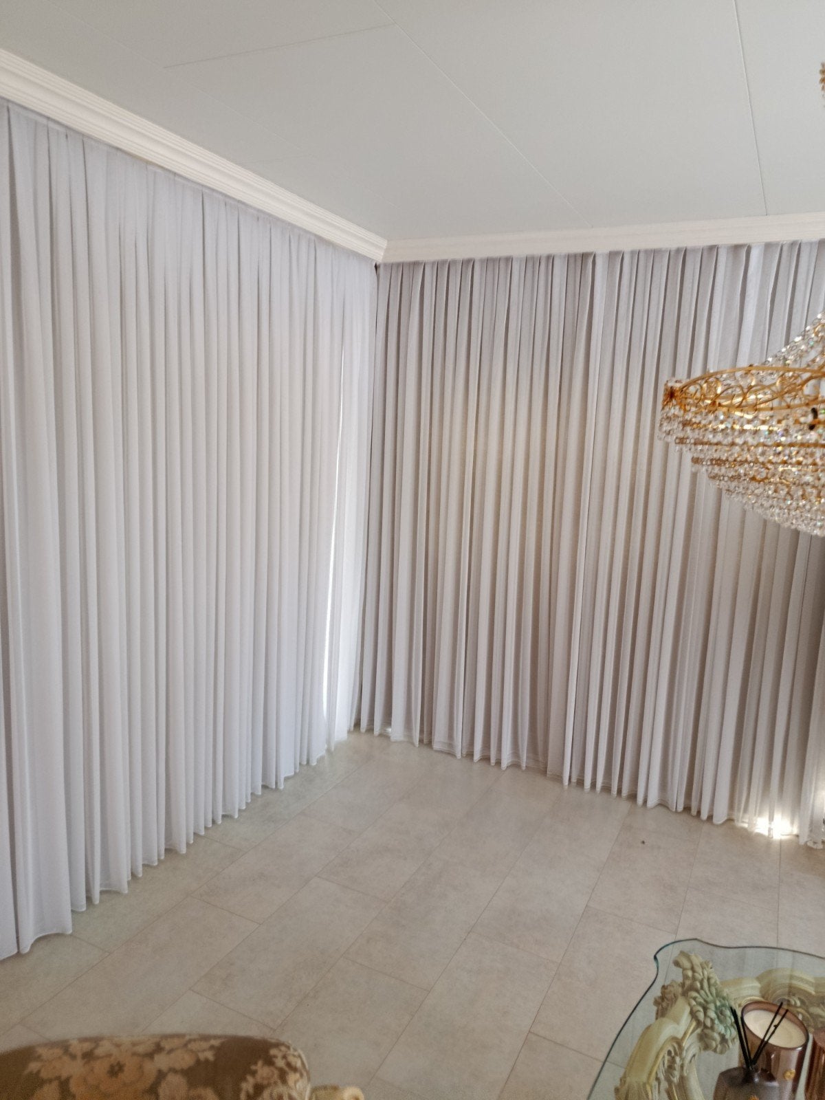 Witte vitrage gordijnen met plooiafwerking, Vitrage, Overige merken, Plooiafwerking, Wit