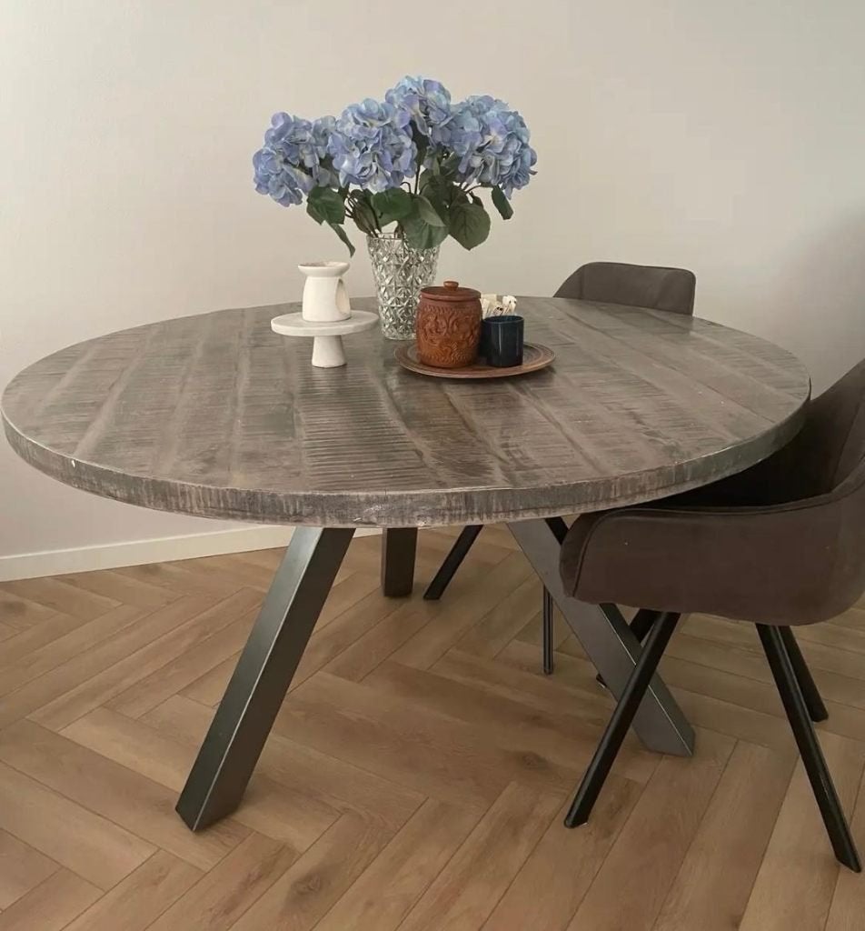 Ronde eettafel - 140cm, Huis en Inrichting, Tafels | Eettafels, Ophalen, Gebruikt, Vijf personen of meer, Rechthoekig