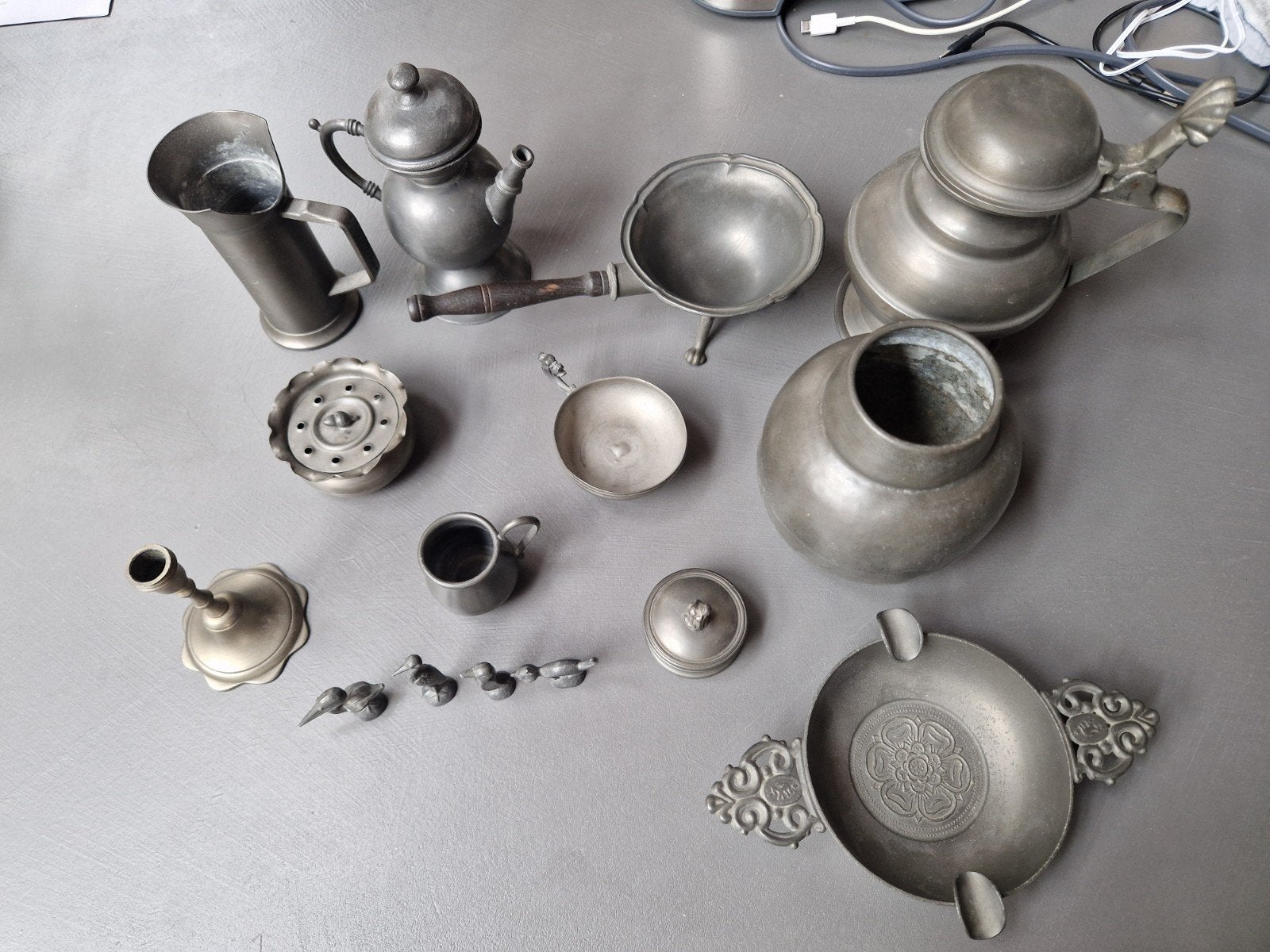 Antieke tinnen collectie - Diverse items, Antiek en Kunst, Ophalen