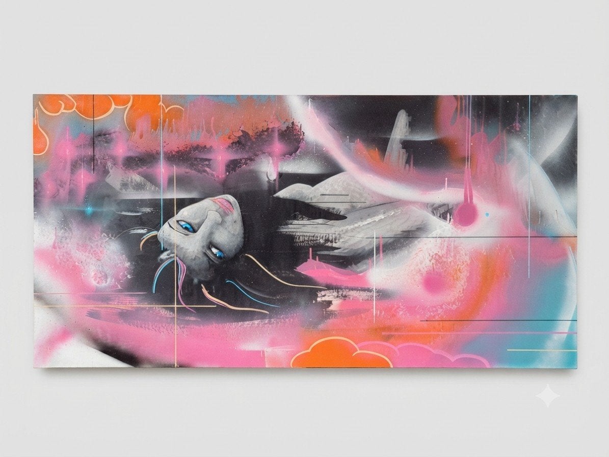 kunstwerk (122x61 cm), Acrylverf, Handgeschilderd, Ophalen of Verzenden, Hout