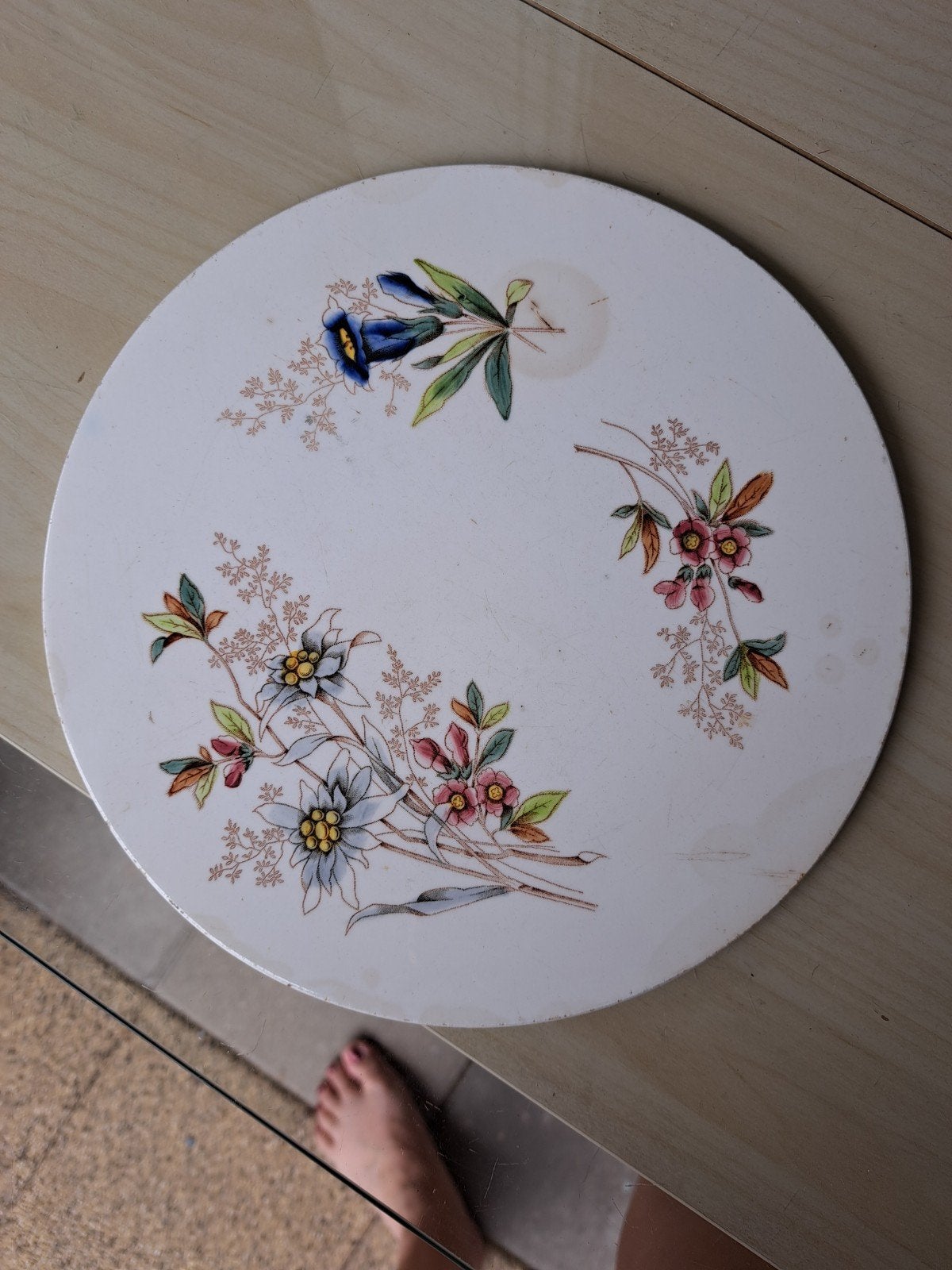 Vintage onderzetter met bloemmotief, Ophalen of Verzenden