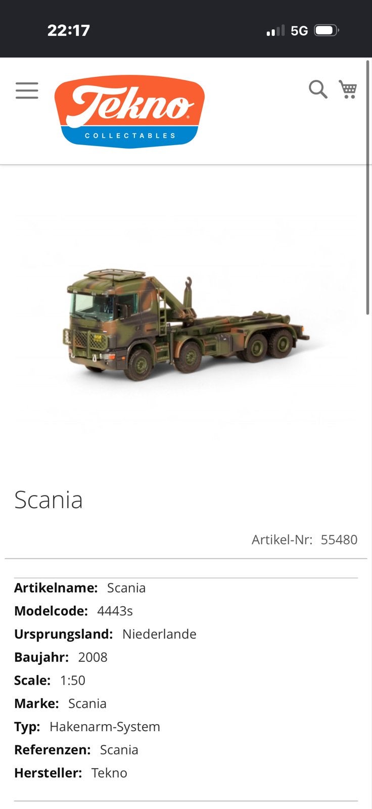 GEZOCHT!!!Tekno Scania Hakenarm-Systeem Modelcode 4443s, Ophalen of Verzenden, Gebruikt, Bus of Vrachtwagen, Tekno