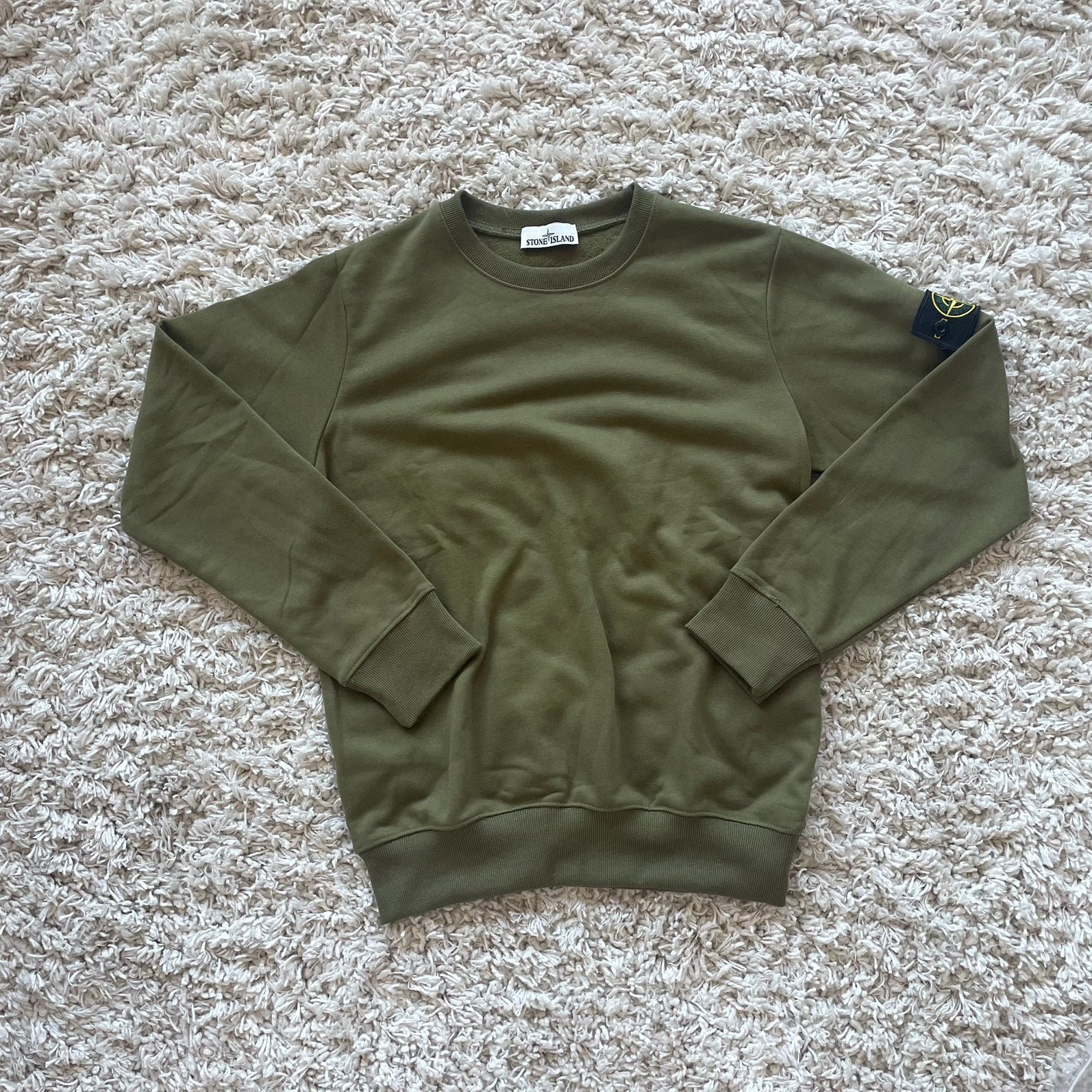 Stone Island Crewneck Sweater Olijfgroen / Olive – Maat M, Verzenden, Zo goed als nieuw, Maat 48/50 (M), Groen