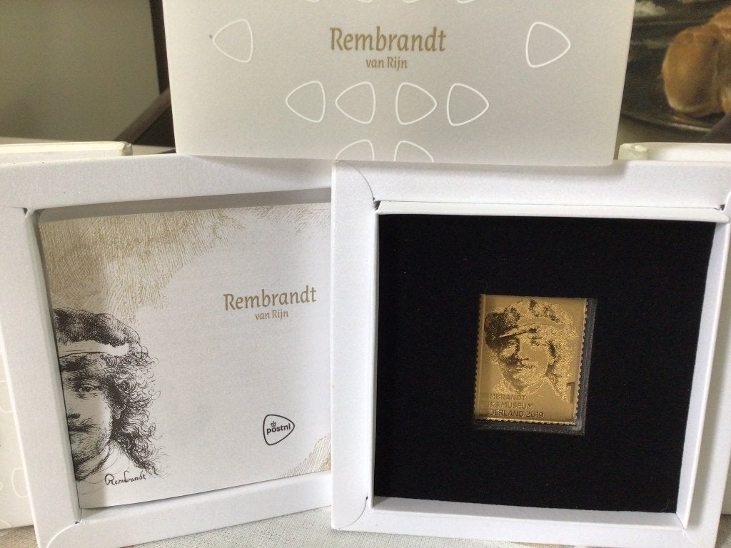 Gouden postzegel Rembrandt van Rijn, Ophalen of Verzenden, Na 1940, Postfris